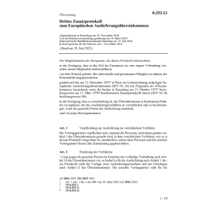 Dritt. Zusatzprot. Eur. Auslieferungsüb.