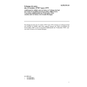 Echange notes CH-Afrique Sud extradition