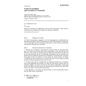 Traité d'extradition CH-Australie
