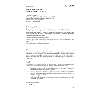 Traité d'extradition Suisse et Brésil