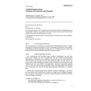 Auslieferungsvertrag Schweiz/Kanada