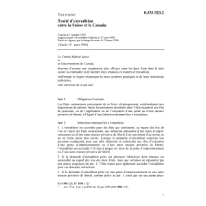 Traité d'extradition Suisse / Canada