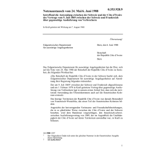 Note Côte d'Ivoire Auslieferung Verbrech