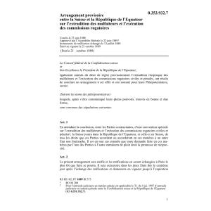 Ar.provisoire CH-Equateur malfaiteurs