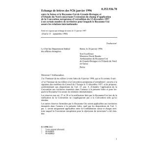 Echange des lettres Grand-Bretagne