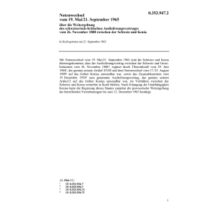 Notenwechsel CH-Kenia Auslieferungsvertr