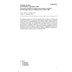 Echange notes CH-Kenya extradition