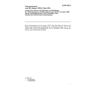 Notenaustausch CH-Mauritius Auslieferung