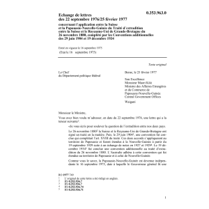 Echange lettres CH-Papouasie-Nouvelle