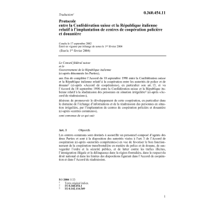 Prot. CH-I centres coopération douanière