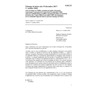 Échange de lettres Suisse et Europol