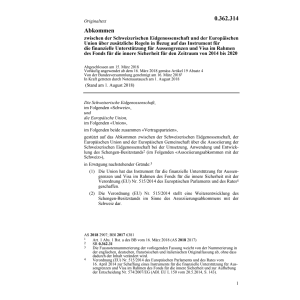 Abk. 15.03.18 CH-EU Aussengrenzen Visa