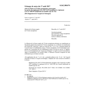 Echange notes CH-EU type de visa