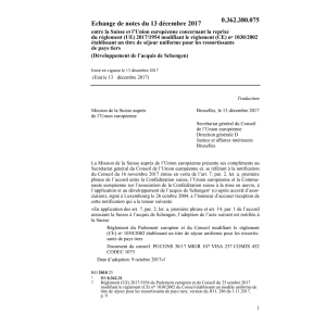 Echange notes CH-UE développ. Schengen