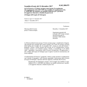 Scambio note CH-UE sviluppo Schengen