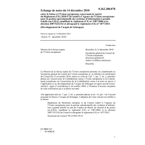 Echange de notes 14.12.2018 Sui Union eu