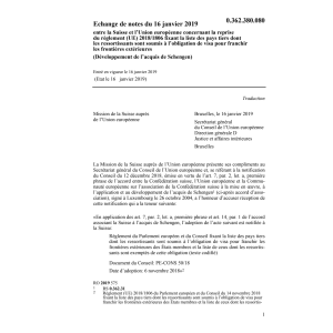 Echange notes 16.1.19 Suisse Union europ