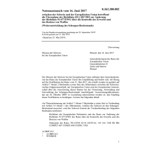 Notenaustausch CH-EU 2017/853 91/477/EWG