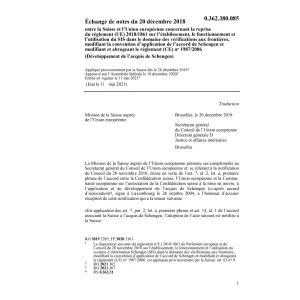 Échange notes CH/UE Règl. UE 2018/1861