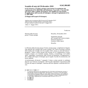 Scambio note CH/UE Regol. UE 2018/1861