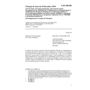 Échange notes CH/UE Règl. UE 2018/1862