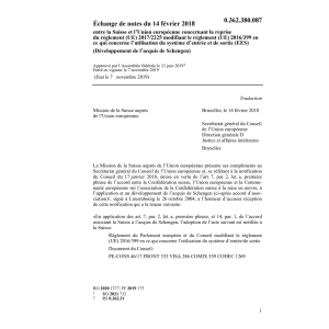 Échange notes 14.2.18 Suisse et Union eu