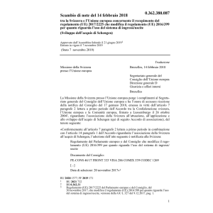 Scambio note 14.2.18 Svizzera Union euro