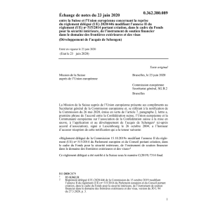 Echange de notes (UE) no 515/2014