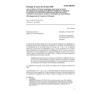 Echange de notes mod. (UE) 2015/2403