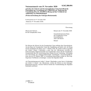 Notenaustausch 19.11.20 Schweiz Euro. Un
