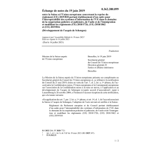 Échange de note reprise (UE) 2019/818