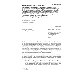 Notenaustausch 23.6.21 Schweiz Eu Union