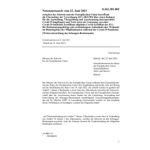 Notenaustausch CH-EU (EU) 2021/954