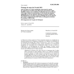 Échange de notes (UE) 2021/1224