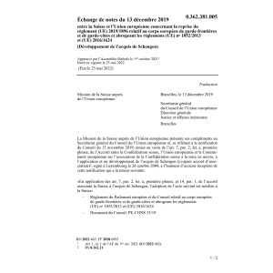 Échange de notes (EU) 2019/1896