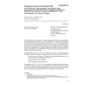 Échange de notes (UE) 2022/2451 Schengen