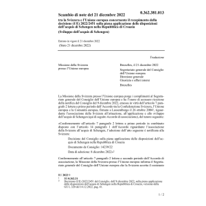 Scambio di note (UE) 2022/2451 Schengen