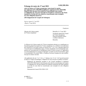 Échange notes 17.05.23 Suisse Union euro