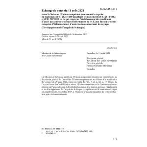 Échange notes 11.08.2021 Suisse Union eu