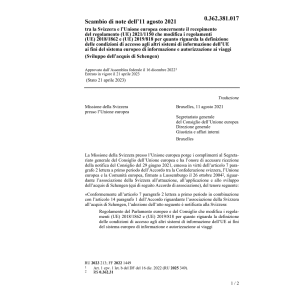 Scambio note 11.08.2021 Svizzera Unione