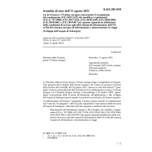 Scambio note 11.08.2021 regolamenti