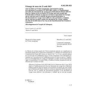 Échange notes 21.8.23 Suisse Union europ