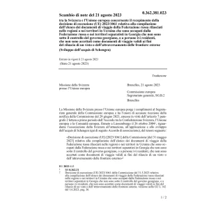 Scambio note 21.8.2023 Svizzera europea