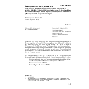 Échange de notes CH/UE 26.1.24 2024/210
