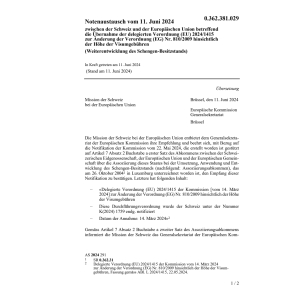 Notenaustausch Höhe Visumsgebühren