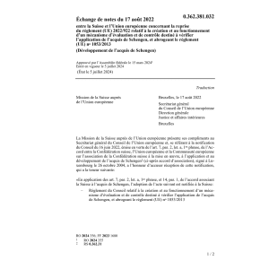 Échange notes 17.08.2022 Sui Unione euro