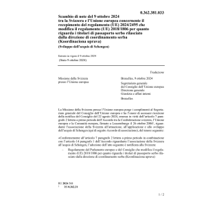 Scambio note 9.10.2024 Sviz. Unione euro