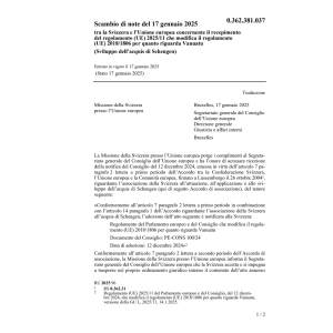 Scambio note 17.1.2025 Svizzera Union eu