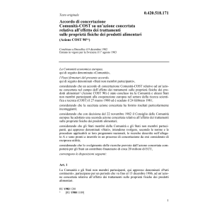Acc. concertazione COST prodotti aliment