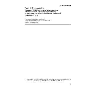 Acc. concertazione COST aliment. animali